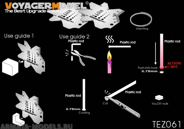 TEZ061 Скребок на четверть круга с шаблоном для гаек (GP)
