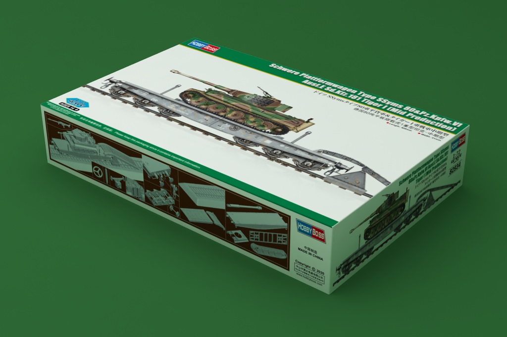 82934 Платформа с танком  Plattformwagen Type SSyms 80/Pz.Kpfw.VI Ausf.E Tiger I Hobby Boss