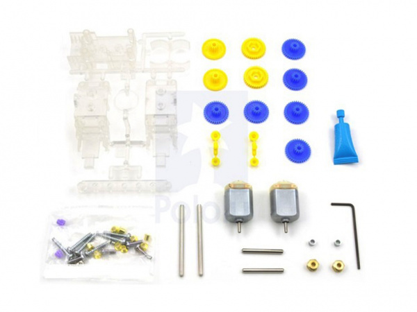 70168T Сборный редуктор с 2 эл.моторами (тип 130), передаточные отношения 12,7:1, 38,2:1, 114,7:1, 344,2:1 (независимое вращение левой и правой осей)