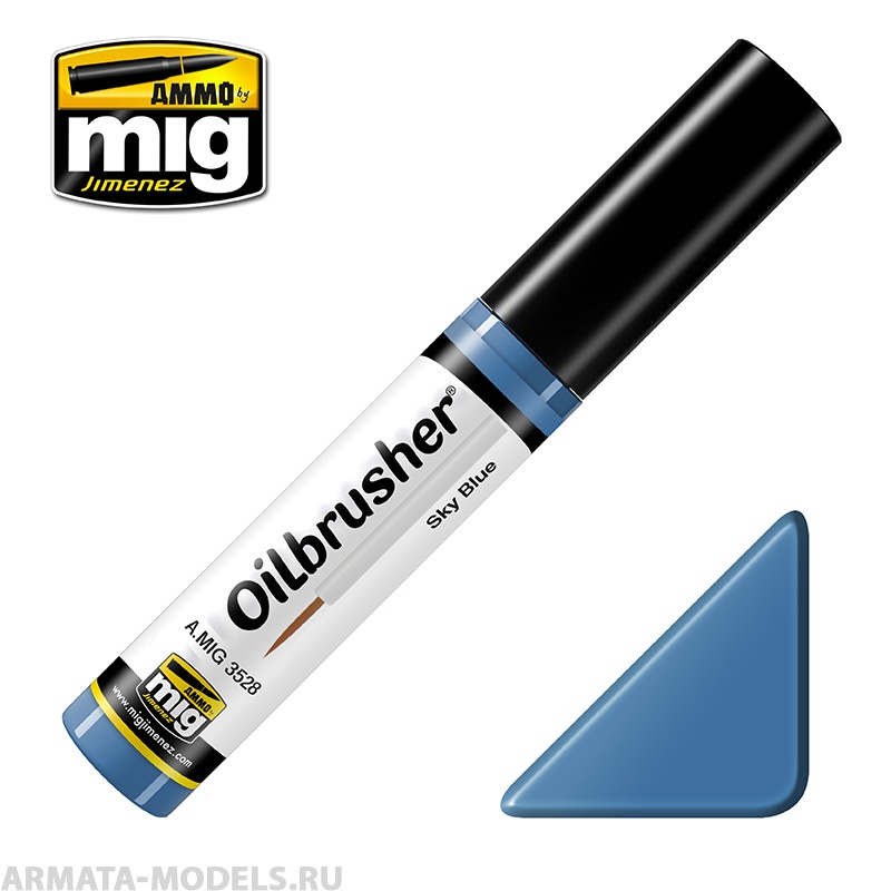 AMIG3528 Ammo Mig Масляная краска с тонкой кистью-апликатором SKY BLUE (Oilbrushers)