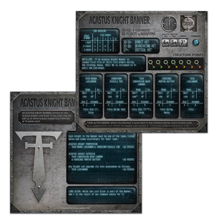 400-31-60GW Набор карт Рыцари Акастус: Командный Терминал (англ.) (Acastus Knight Banner Command Terminal PK (Eng))