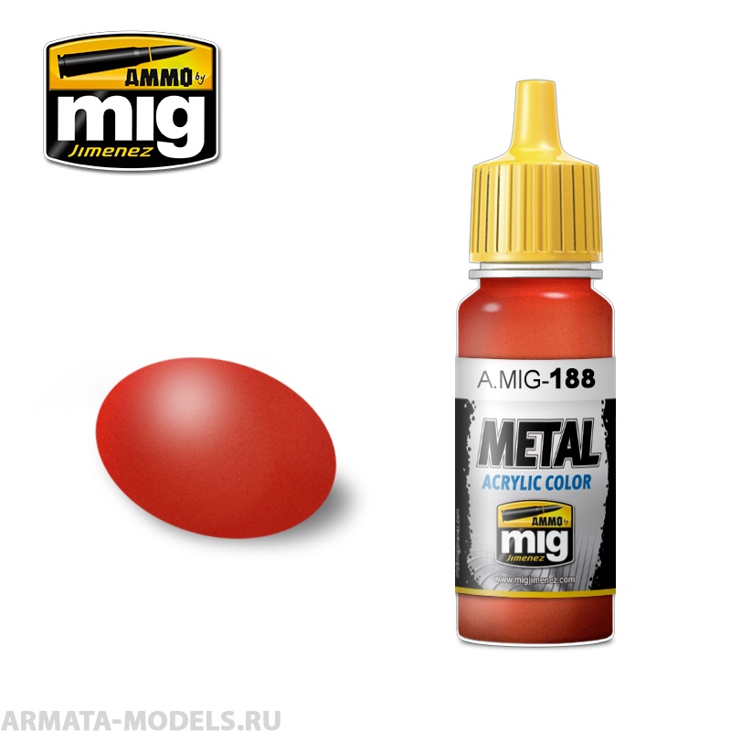 AMIG0188 Ammo Mig Акриловая краска METALLIC RED 17 мл
