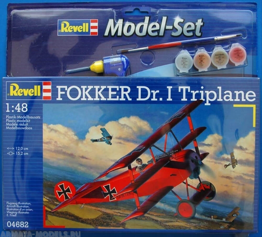 64682 Набор Самолет Триплан Истребитель Fokker Dr. I, 1-ая МВ, немецкий Revell