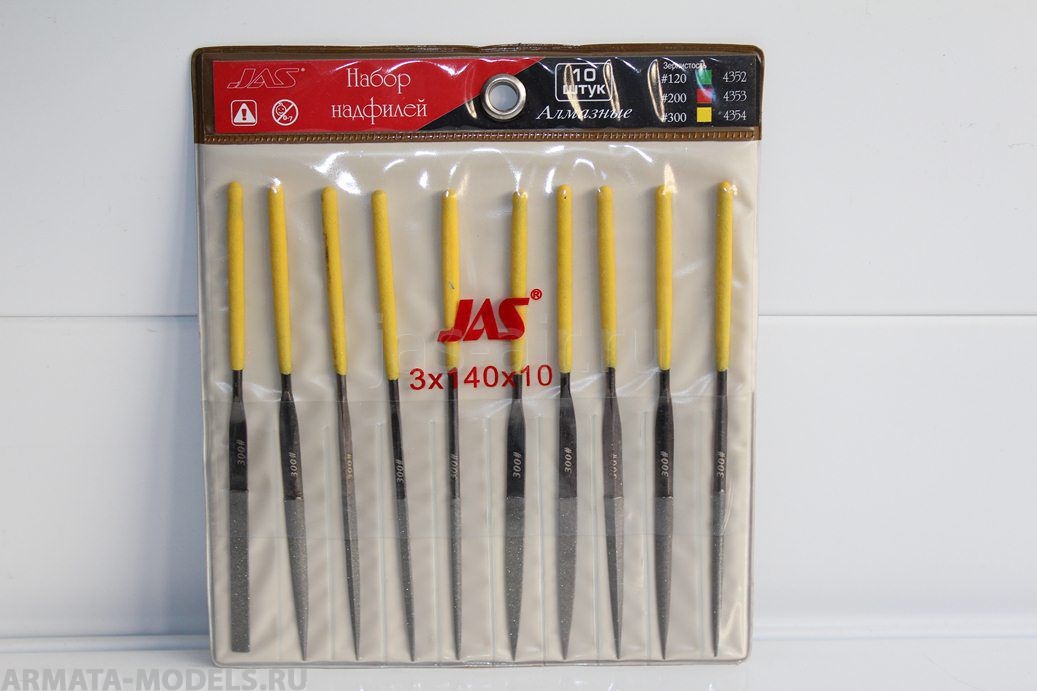 4354 Набор надфилей, алмазные, 10шт., № 300 (3*140)