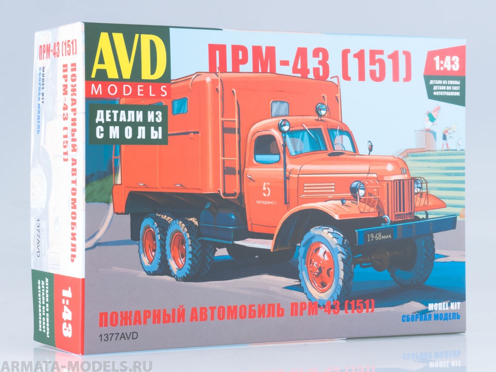 1377AVD Сборная модель Пожарный автомобиль ПРМ-43 (151) AVD Models