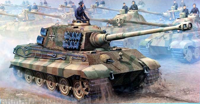 00910 Танк  Королевский Тигр с 2 башнями: Порше и Хеншель Trumpeter