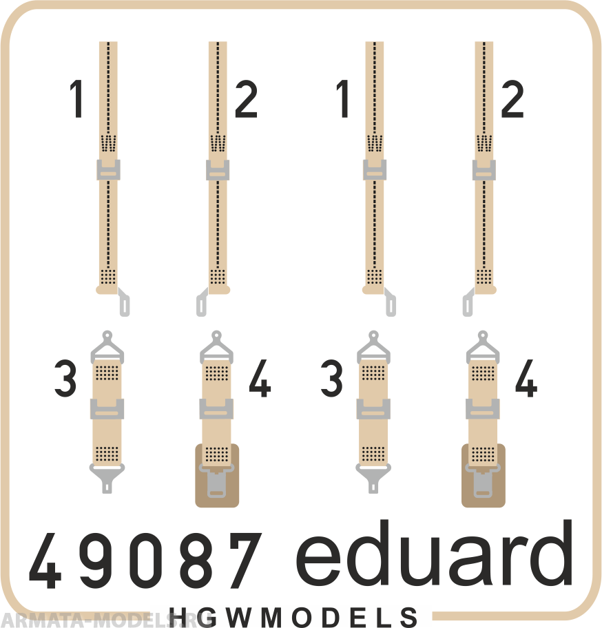 49087ED Комплект фототравления Seatbelts USN WWII beige SUPERFABRIC
