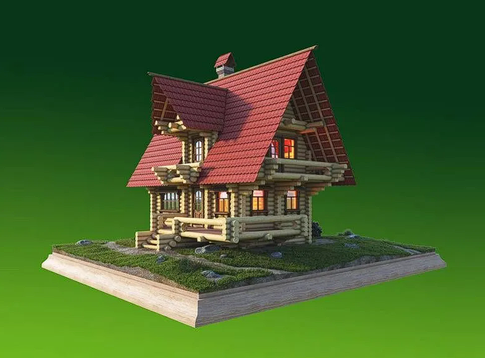 3505 сборная деревянная модель "Охотничий домик" (набор с подмакетником) СВ Модель