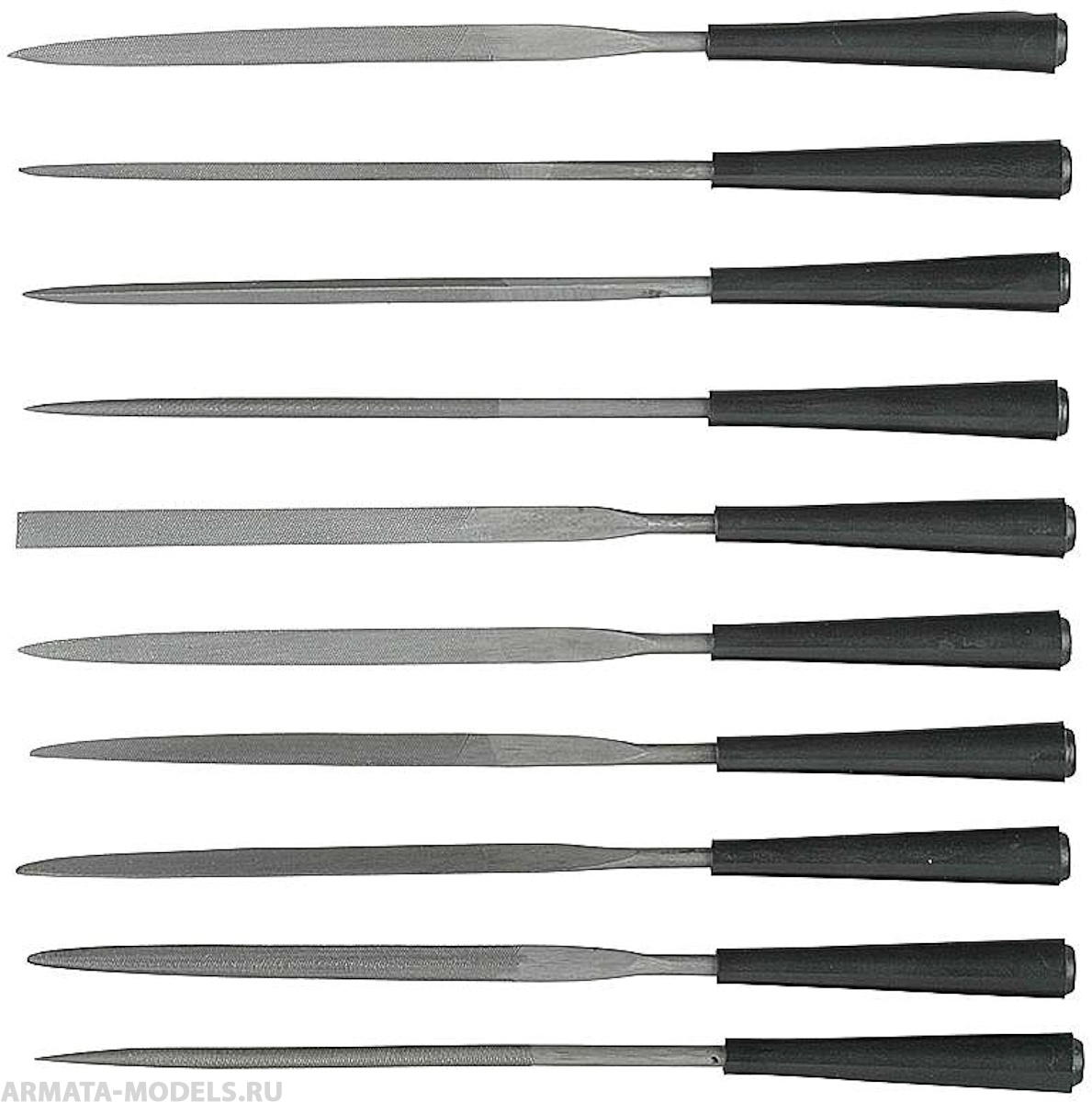 Набор STAYER MASTER Надфили с пластмассовой ручкой, 100мм, 10шт