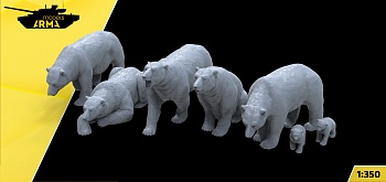 AM35020 5 фигурок белых медведей и 2 медвежонка (Не для свободной продажи)