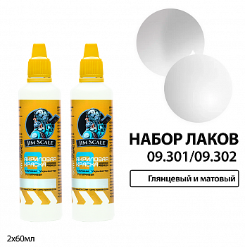 09.301/09.302JIM Набор акриловых лаков: матовый и глянцевый 60 мл