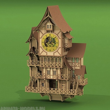 7006 часы деревянные Башня Эльфов сборная модель